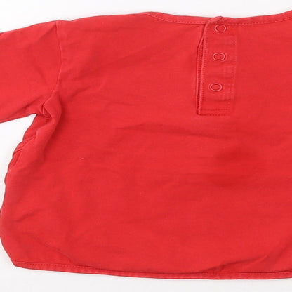 Preloved UBS 2 Baby Red  Cotton Basic T-Shirt Size 12-18 Months Round Neck - Label