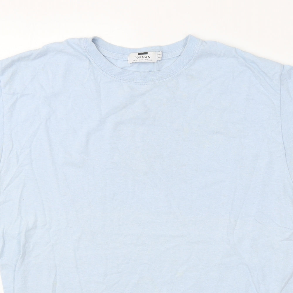 Topman Womens Blue  Cotton Basic Polo Size S Round Neck