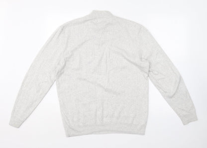 Next Womens Grey Crew Neck  Cotton Pullover Jumper Size L