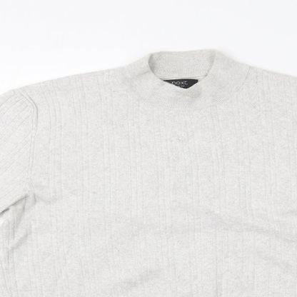 Next Womens Grey Crew Neck  Cotton Pullover Jumper Size L