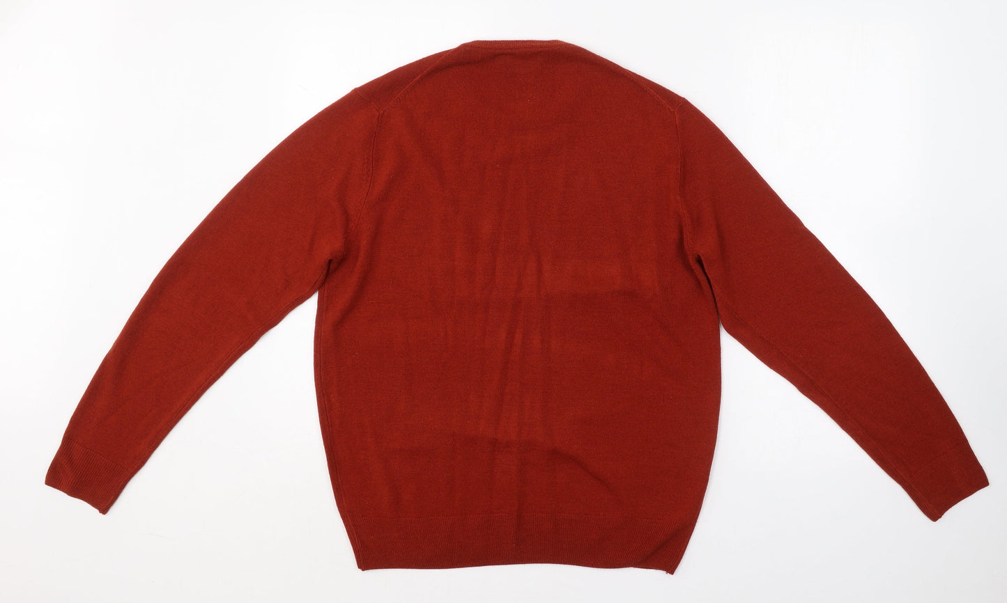 F&F Womens Brown Round Neck  Acrylic Pullover Jumper Size M