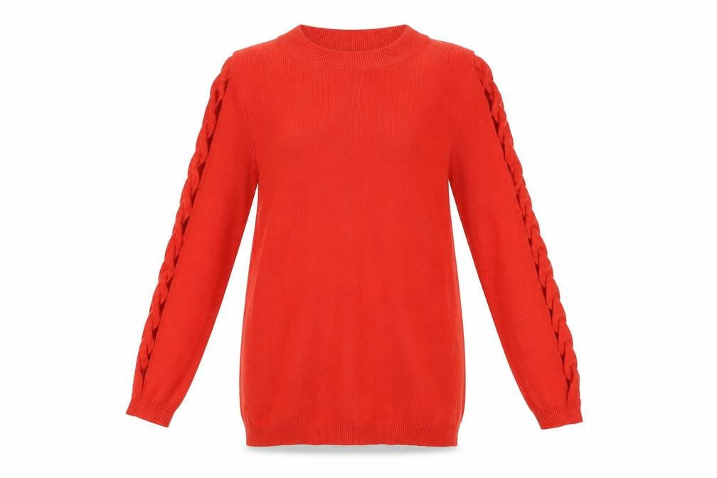 Soon Womens Red Crew Neck  Viscose Pullover Jumper Size 8
