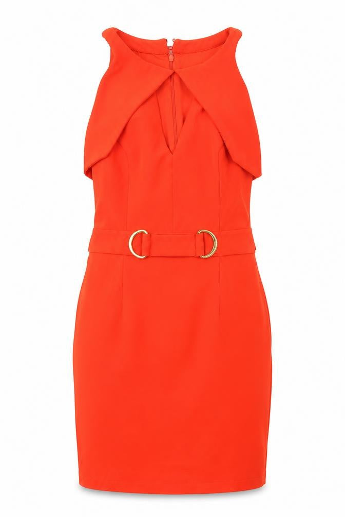 Explosion Womens Red  Polyester Bodycon  Size 36  Round Neck