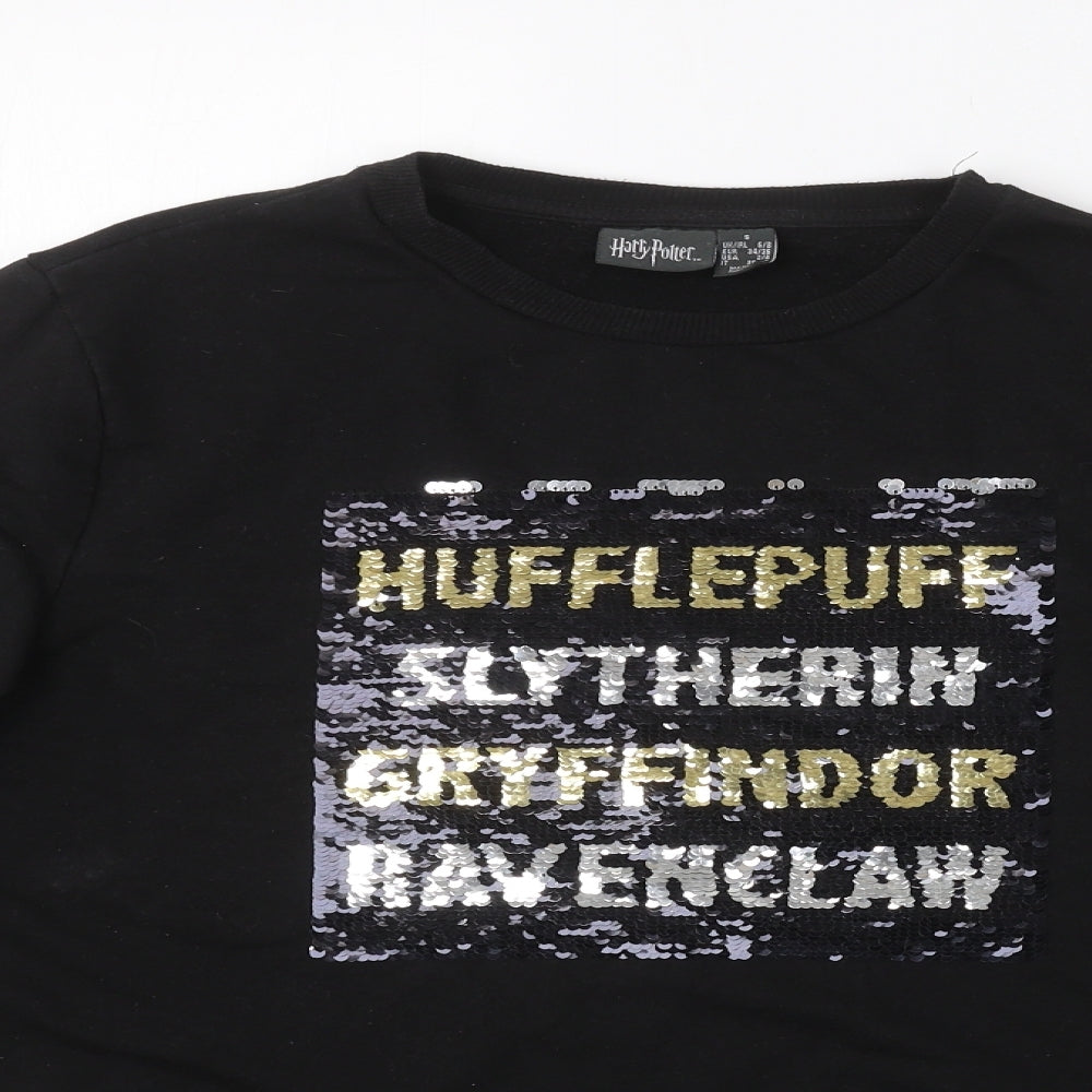 Primark Womens Black  Polyester Pullover Sweatshirt Size 6   - Harry Potter