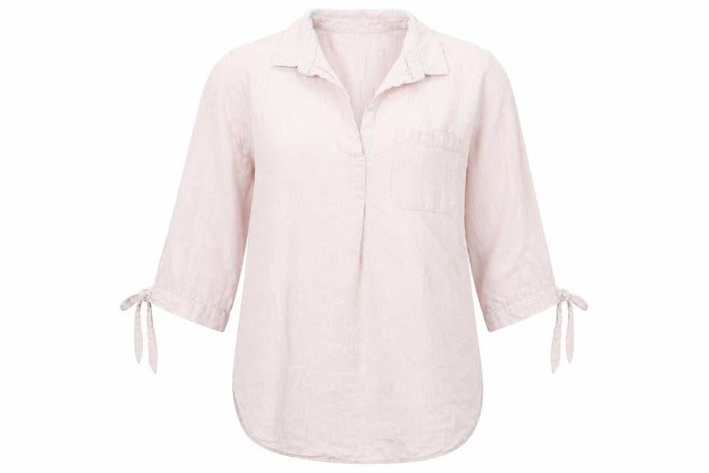 New Look Womens Pink  Cotton Basic Blouse Size 8 V-Neck