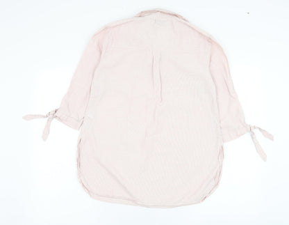 New Look Womens Pink  Cotton Basic Blouse Size 8 V-Neck