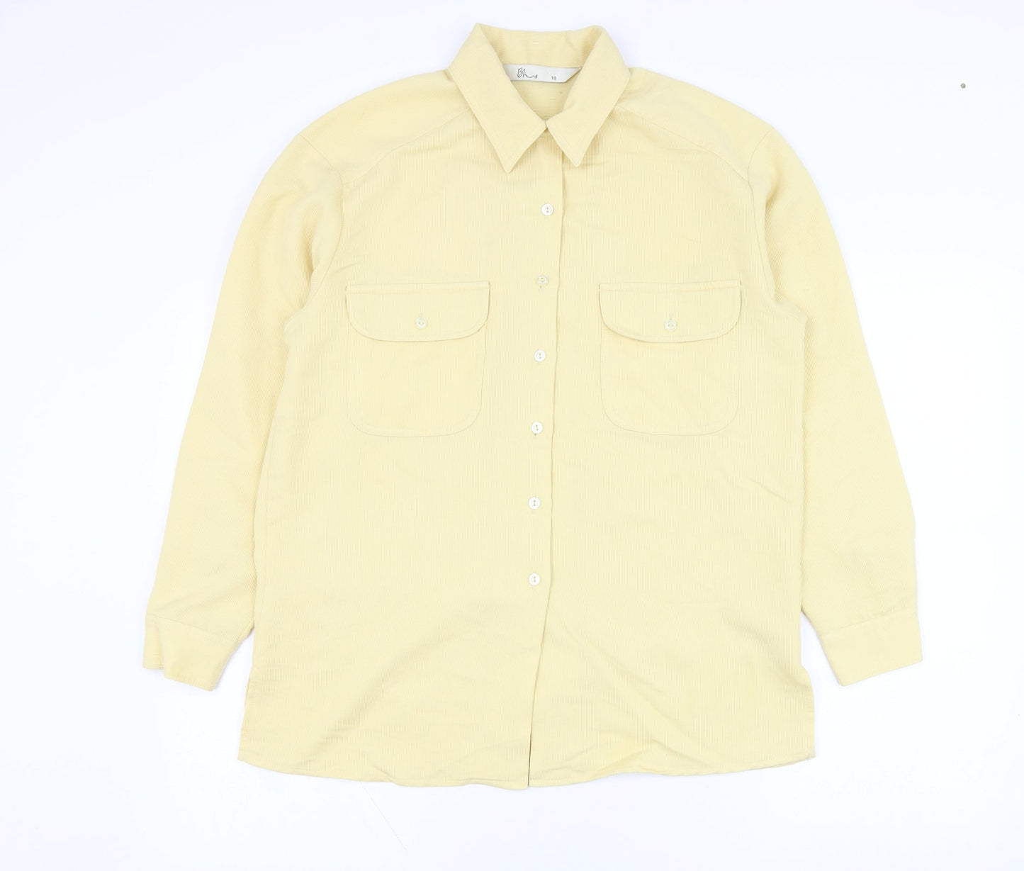 BHS Womens Yellow  Viscose Basic Button-Up Size 10 Collared