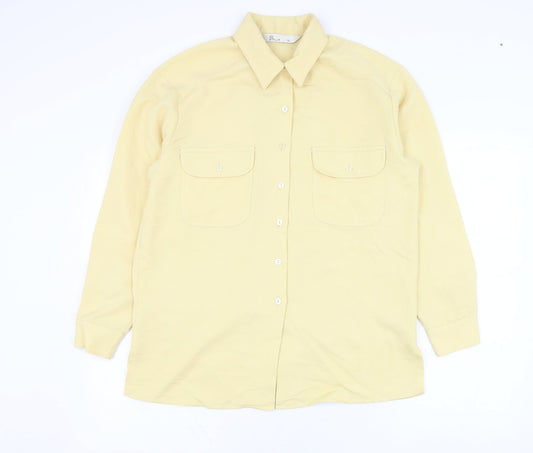 BHS Womens Yellow  Viscose Basic Button-Up Size 10 Collared