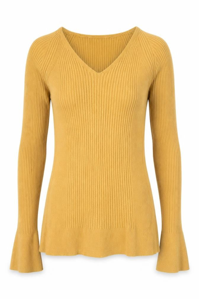 Primark Womens Yellow V-Neck  Viscose Pullover Jumper Size 10