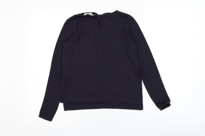 Preloved H&M Girls Blue Collared  Polyester Pullover Jumper Size 9-10 Years  Pullover - Back