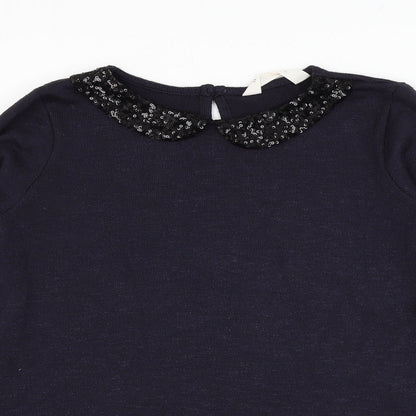 Preloved H&M Girls Blue Collared  Polyester Pullover Jumper Size 9-10 Years  Pullover - Detail