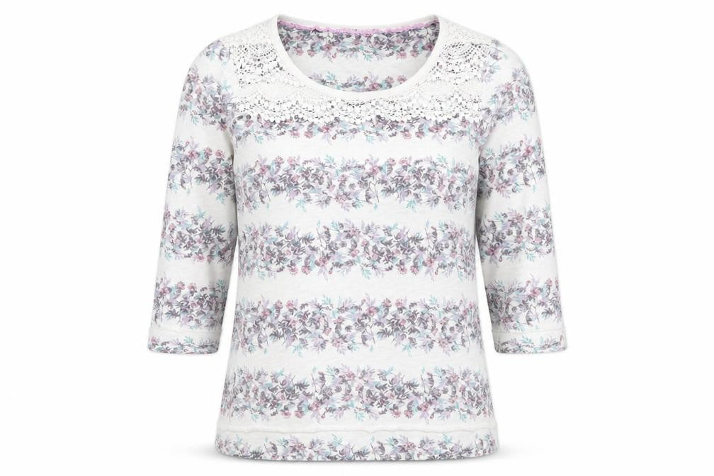 Marks & Spencer Womens White Round Neck Floral Cotton Pullover Jumper Size 10