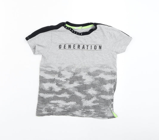Pep&co Boys Grey  Cotton Basic T-Shirt Size 7-8 Years Round Neck Pullover - Generation