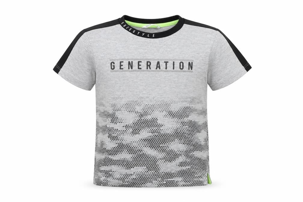 Pep&co Boys Grey  Cotton Basic T-Shirt Size 7-8 Years Round Neck Pullover - Generation