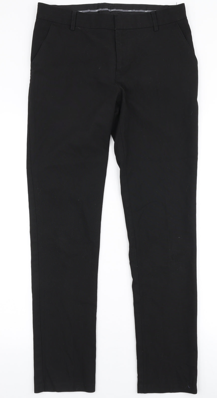 Marks and Spencer Womens Black  Polyester Trousers  Size 30 in L29 in Slim Zip