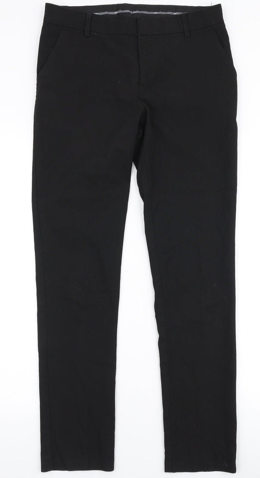 Marks and Spencer Womens Black  Polyester Trousers  Size 30 in L29 in Slim Zip
