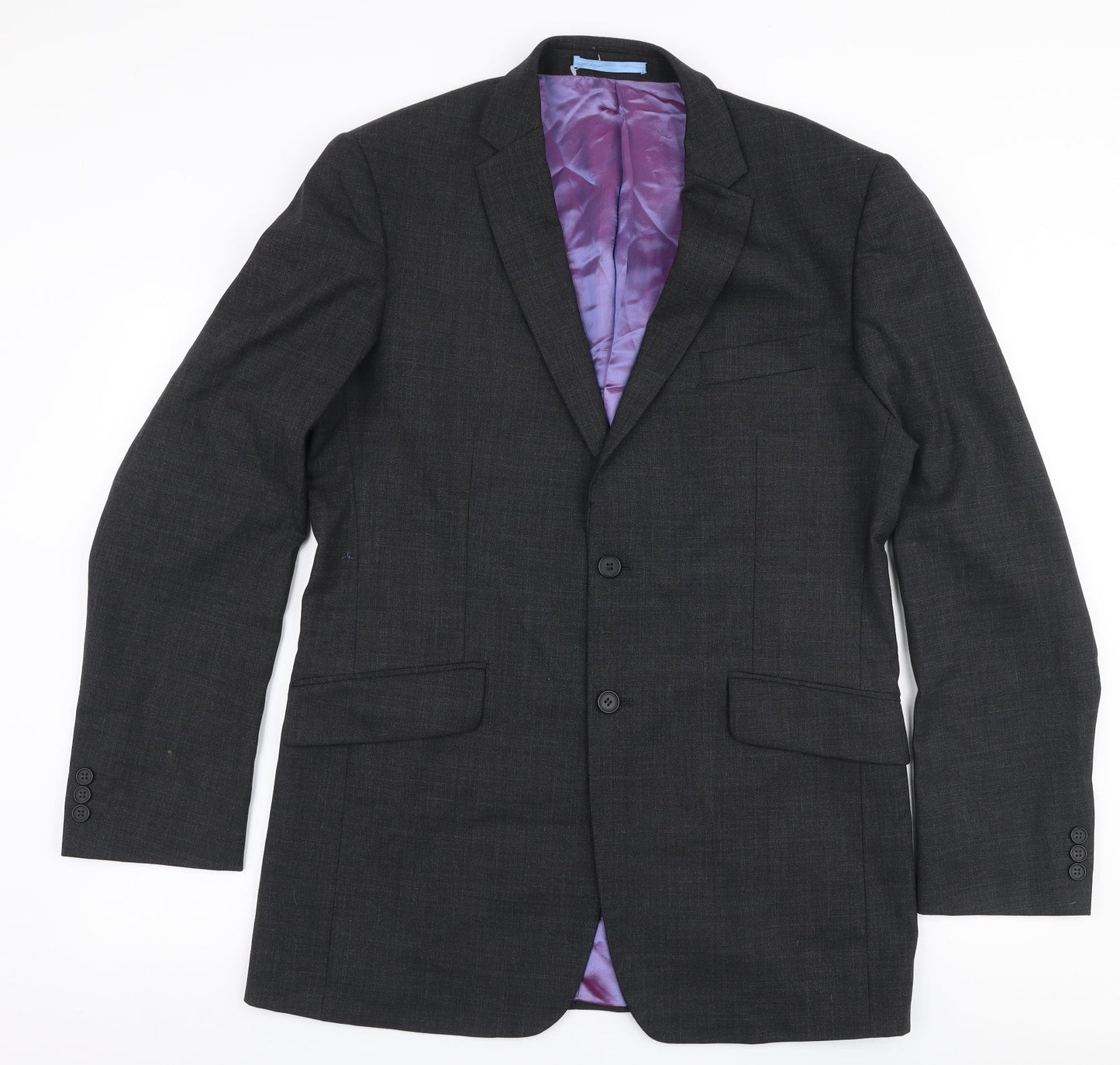 Burton Mens Grey  Viscose Jacket Suit Jacket Size 40