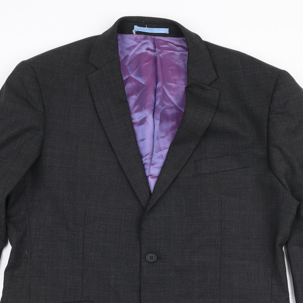 Burton Mens Grey  Viscose Jacket Suit Jacket Size 40
