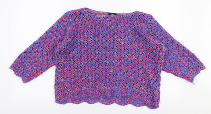 Preloved M&Co Womens Multicoloured Boat Neck  Acrylic Pullover Jumper Size S - Front