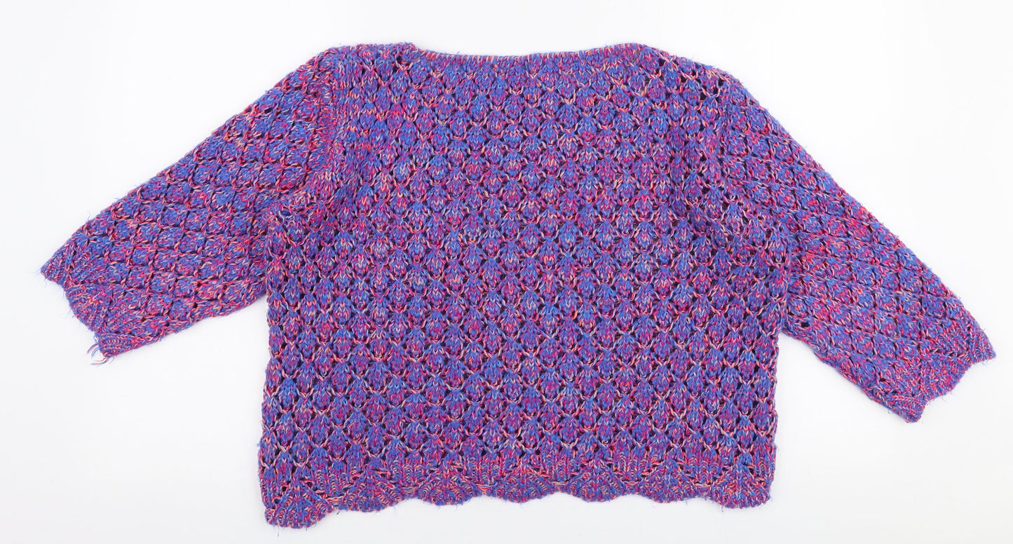 M&Co Womens Multicoloured Boat Neck  Acrylic Pullover Jumper Size S