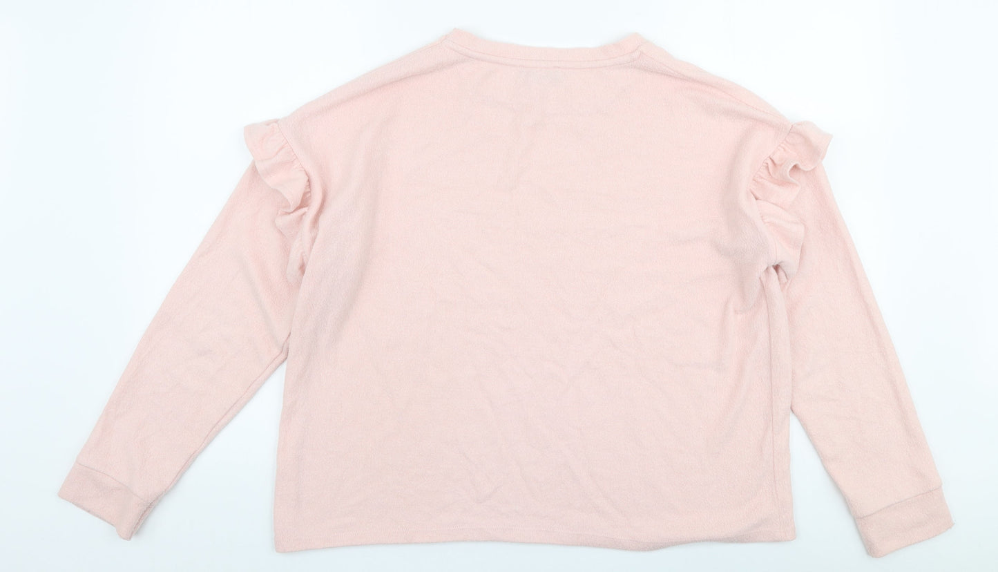 New Look Womens Pink Round Neck  Polyester Pullover Jumper Size M
