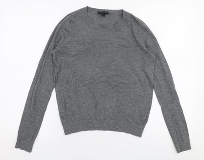 Topshop Womens Grey Round Neck  Polyester Pullover Jumper Size 6