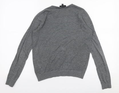 Topshop Womens Grey Round Neck  Polyester Pullover Jumper Size 6
