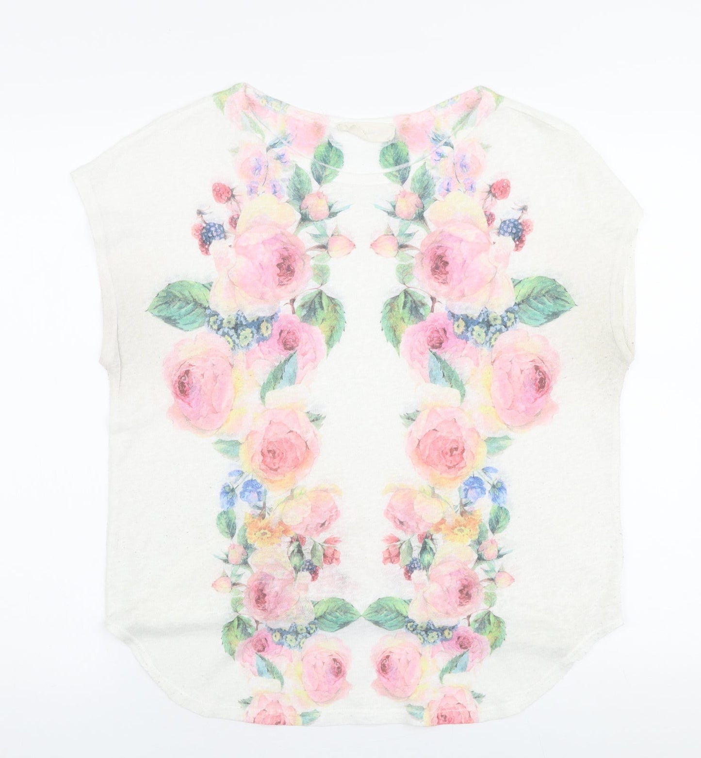 Twinkle Womens Multicoloured Floral Polyester Basic T-Shirt Size M Round Neck