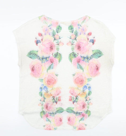 Twinkle Womens Multicoloured Floral Polyester Basic T-Shirt Size M Round Neck