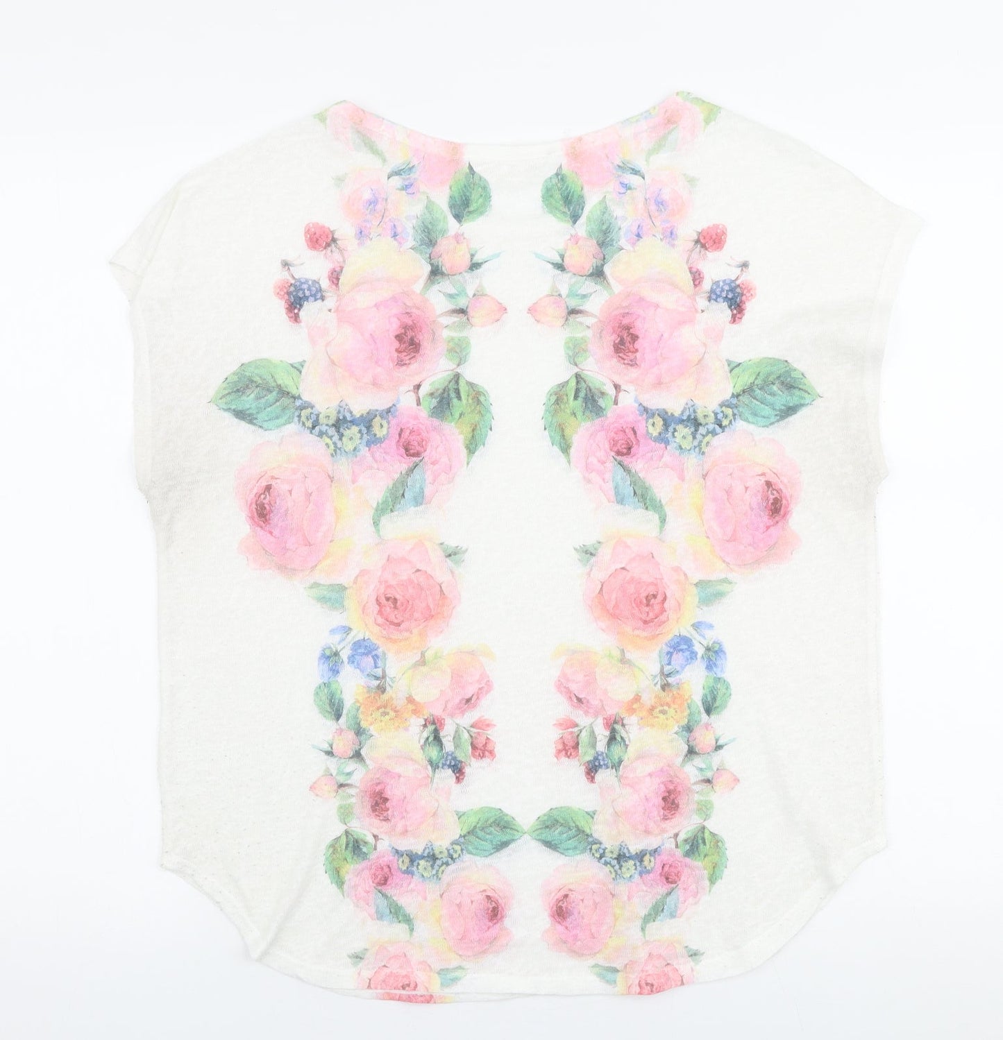 Twinkle Womens Multicoloured Floral Polyester Basic T-Shirt Size M Round Neck