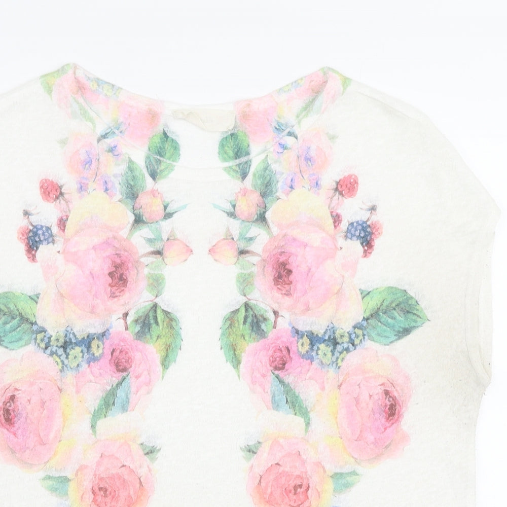 Twinkle Womens Multicoloured Floral Polyester Basic T-Shirt Size M Round Neck