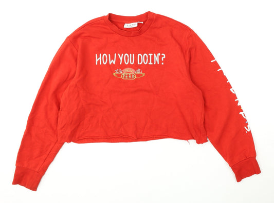 Primark Womens Red  Cotton Pullover Sweatshirt Size 10   - Friends