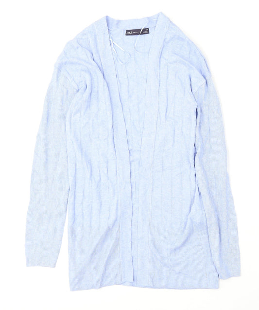 Marks and Spencer Womens Blue V-Neck  Viscose Cardigan Jumper Size XS