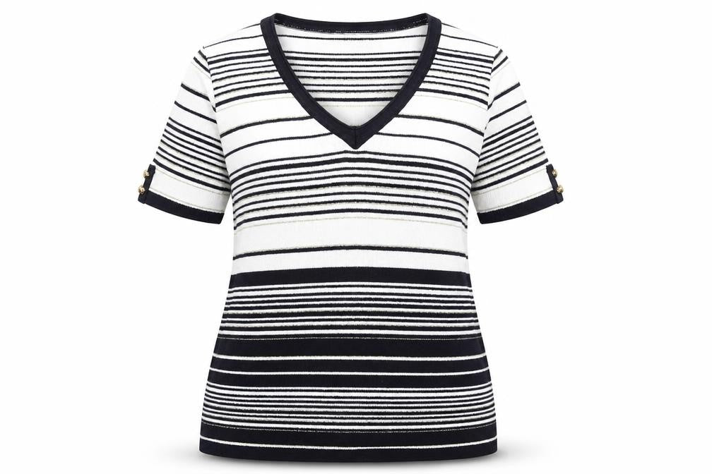 Afibel Womens Multicoloured V-Neck Striped Acrylic Pullover Jumper Size 14
