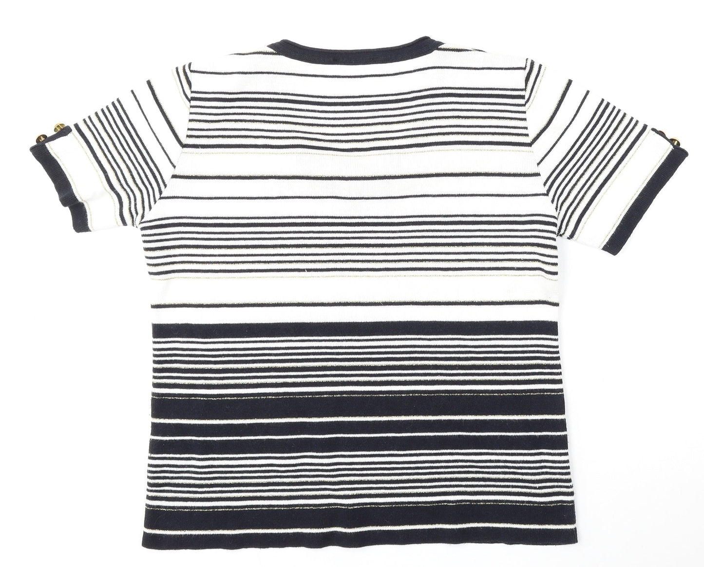 Afibel Womens Multicoloured V-Neck Striped Acrylic Pullover Jumper Size 14
