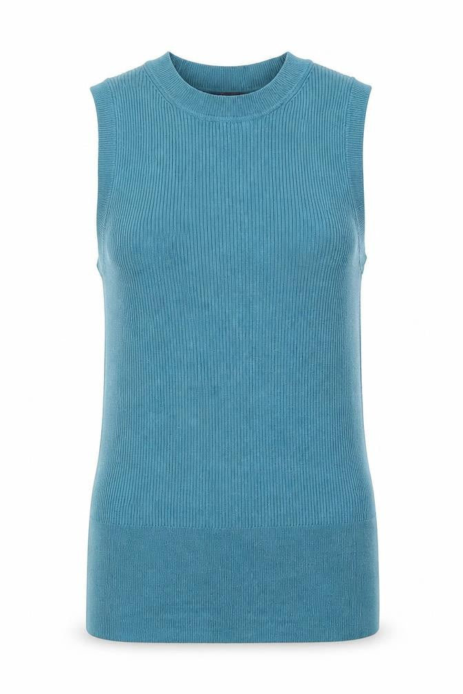 Marks & Spencer Womens Blue Round Neck  Viscose Vest Jumper Size 10