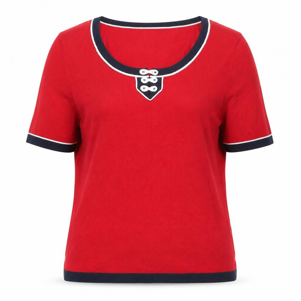 Country Casuals Womens Red Round Neck Viscose Pullover Jumper Size M