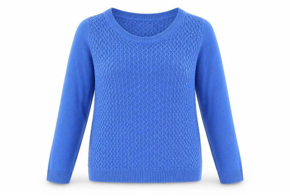 Isle Essentials Womens Blue Collared  Acrylic Pullover Jumper Size 10   - Built in shirt