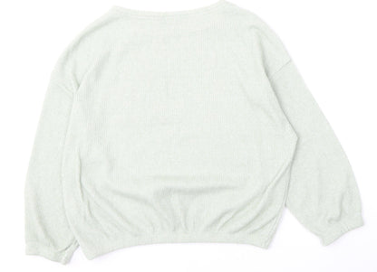 Peacocks Womens Green Round Neck  Polyester Pullover Jumper Size M