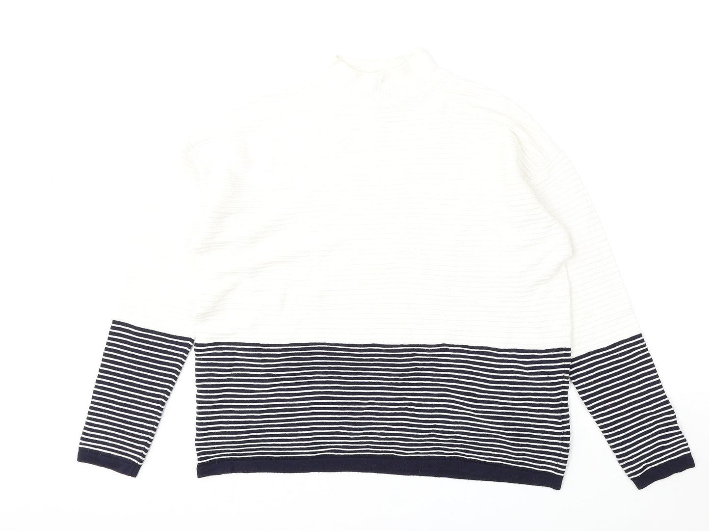 Topshop Womens Multicoloured Mock Neck Striped Viscose Pullover Jumper Size 12