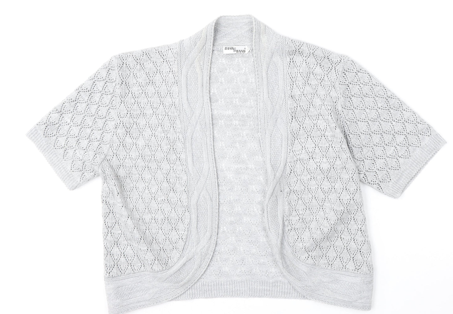 Hand to Hand Womens Grey V-Neck  Acrylic Cardigan Jumper Size L