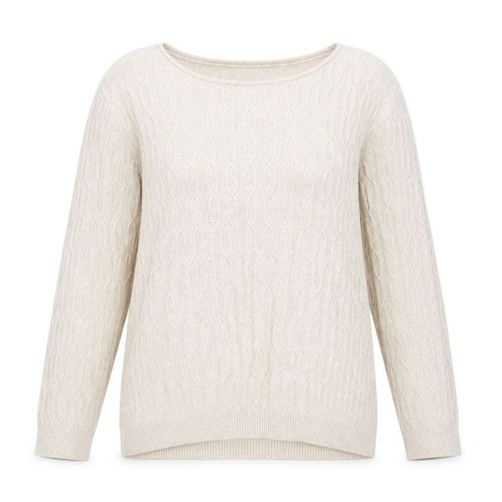 Country Casuals Womens Beige Round Neck Cotton Pullover Jumper Size M
