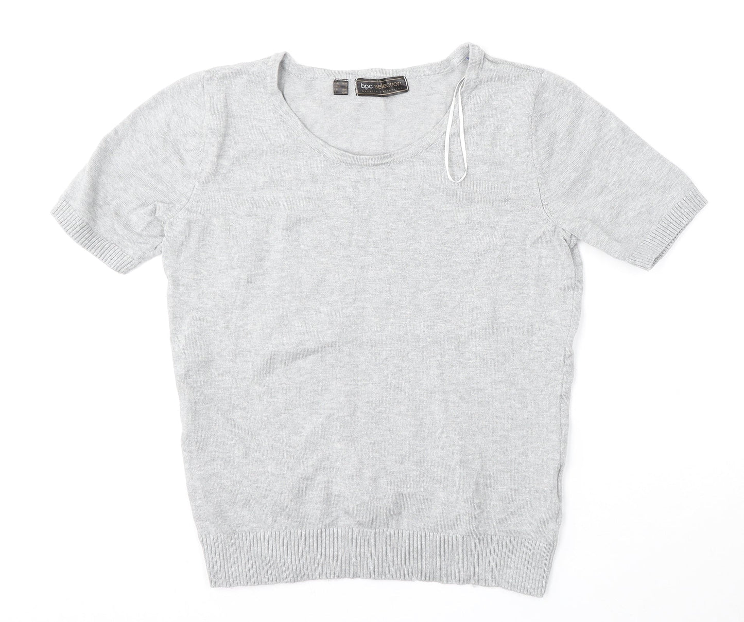bonprix Womens Grey Round Neck  Cotton Pullover Jumper Size S