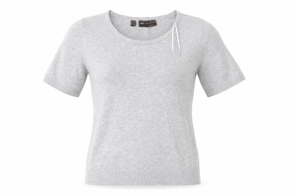 bonprix Womens Grey Round Neck  Cotton Pullover Jumper Size S