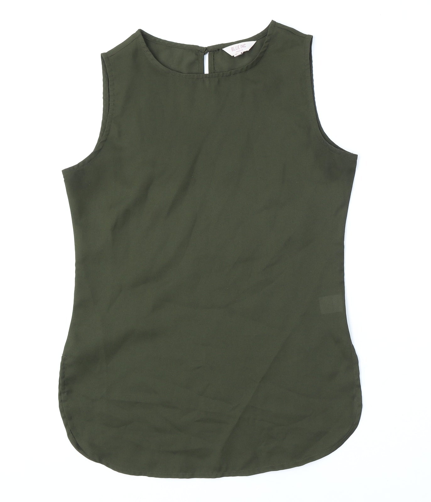 Blue Inc Womens Green  Polyester Basic Tank Size 8 Round Neck
