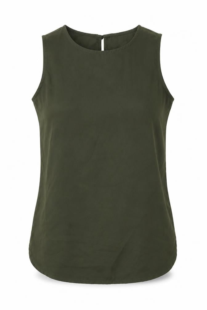 Blue Inc Womens Green  Polyester Basic Tank Size 8 Round Neck