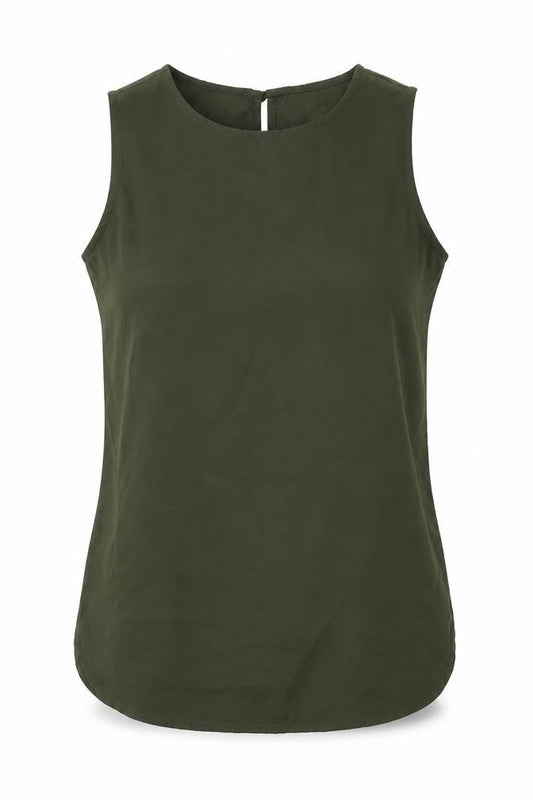 Blue Inc Womens Green  Polyester Basic Tank Size 8 Round Neck