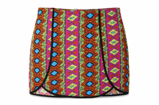Boohoo Womens Multicoloured Geometric Viscose Straight & Pencil Skirt Size 8
