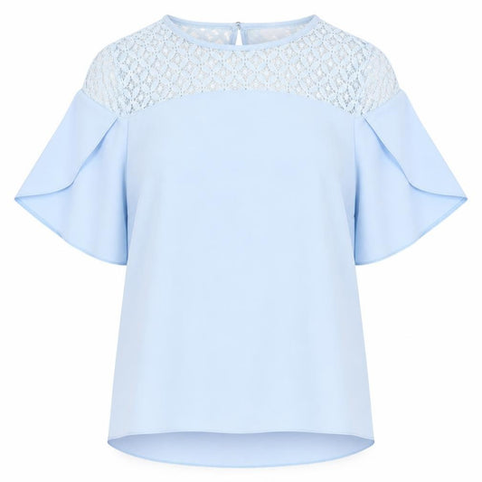 F&F Womens Blue  Cotton Basic Blouse Size 6 Round Neck