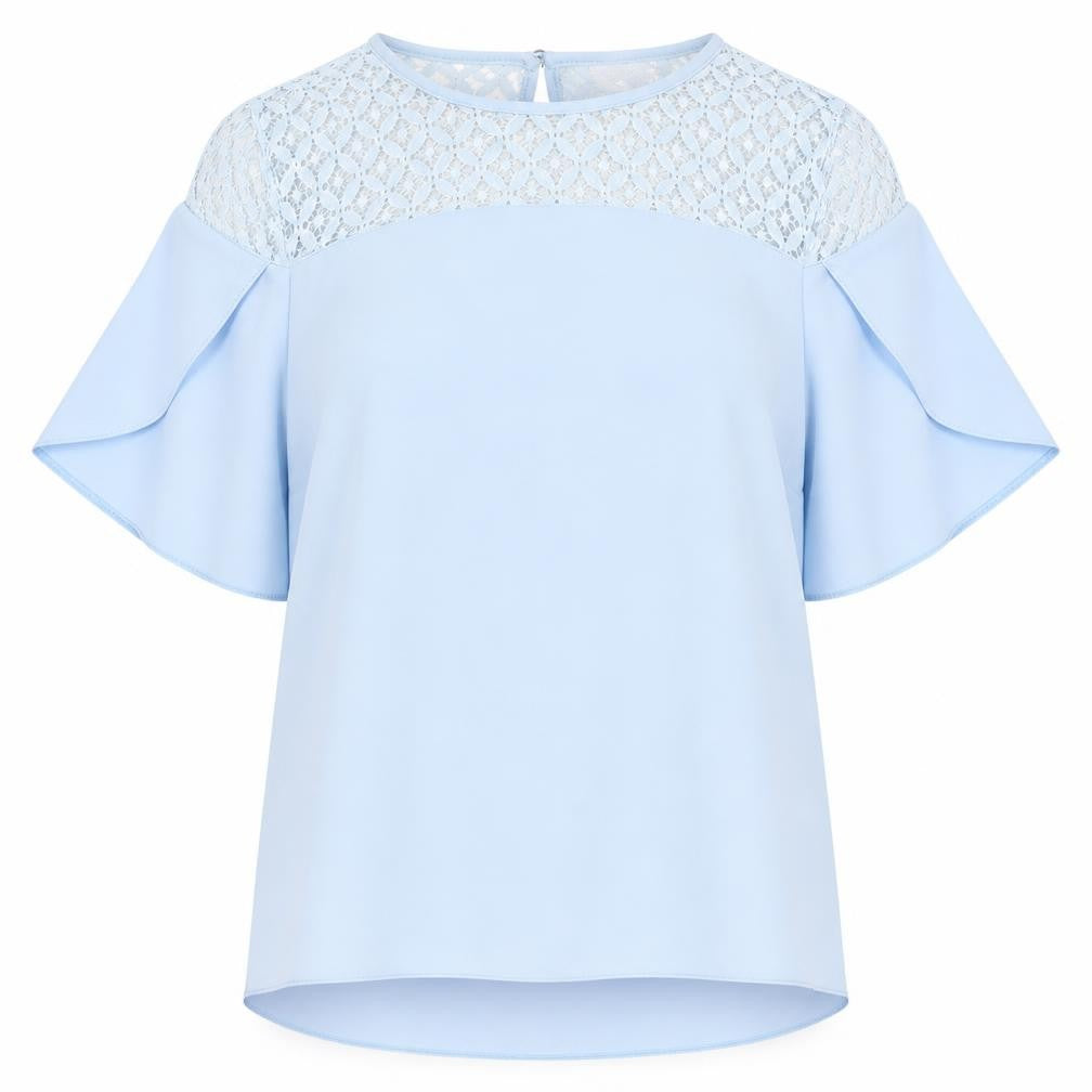 F&F Womens Blue  Cotton Basic Blouse Size 6 Round Neck